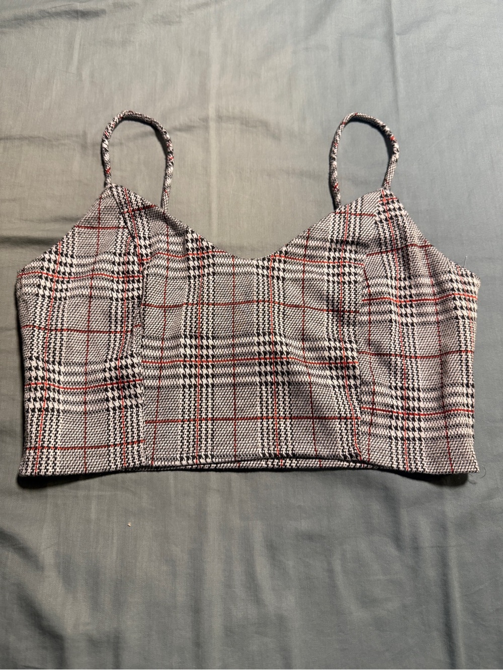 Better Be Black, White & Red Plaid Crop Cami